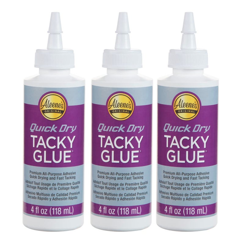 Aleene's Quick Dry Tacky Glue, Premium All-Purpose Adjesove, Quick Drying and Fast Tacking, 4 fl oz 3-Pack - Image 1