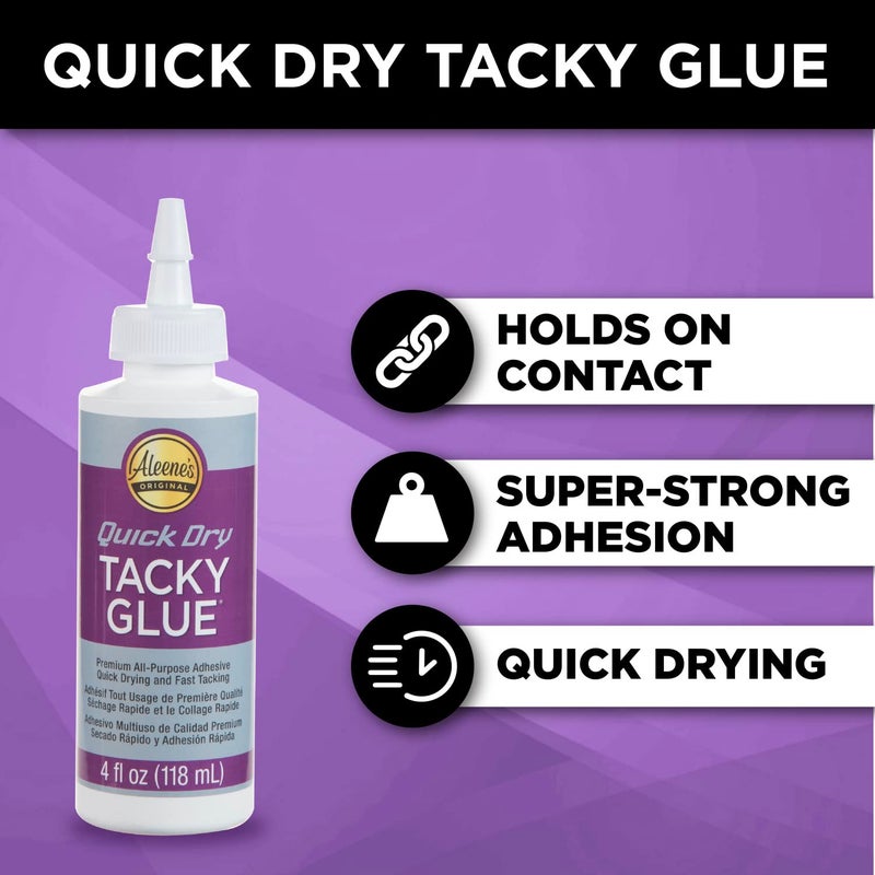 Aleene's Quick Dry Tacky Glue, Premium All-Purpose Adjesove, Quick Drying and Fast Tacking, 4 fl oz 3-Pack - Image 3