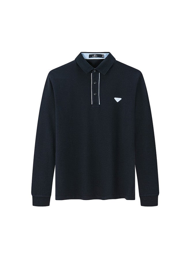 Septwolves Men's Long-sleeve T-shirt, Autumn Business Casual Polo Waffle Knit Liquid Ammonia Cool-feeling Top Undershirt - Image 2