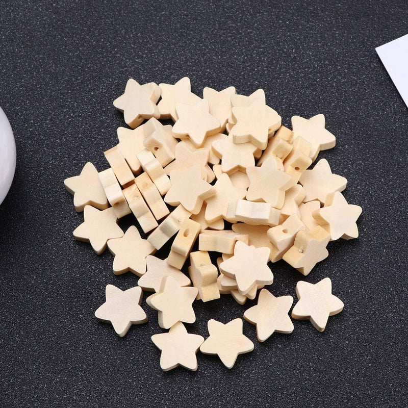 comfrt 50pcs Wooden Beads Lovely Five-Pointed Star Beads DIY Handmade Jewelry Accessories Wood Beads Star Beads,Wooden Stars,Wooden Stars for Crafts,Wood starsCraft Supplies - Image 2