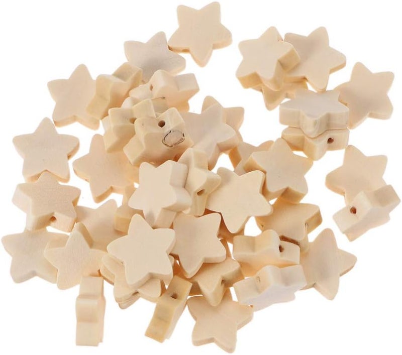 comfrt 50pcs Wooden Beads Lovely Five-Pointed Star Beads DIY Handmade Jewelry Accessories Wood Beads Star Beads,Wooden Stars,Wooden Stars for Crafts,Wood starsCraft Supplies - Image 1