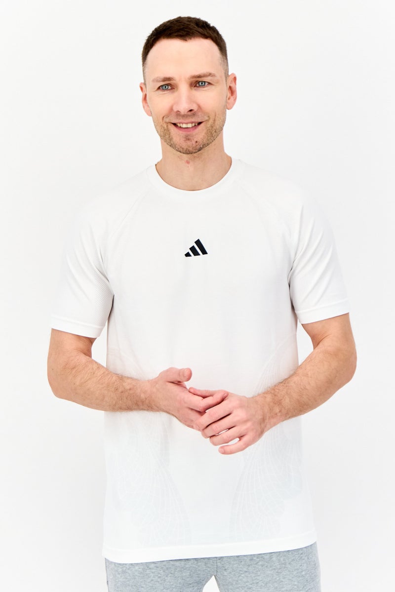 Adidas Men Sportswear Fit Short Sleeve Training T-shirt, White - Image 1