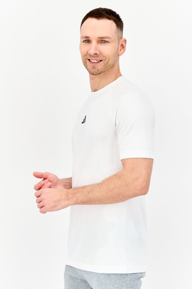 Adidas Men Sportswear Fit Short Sleeve Training T-shirt, White - Image 4