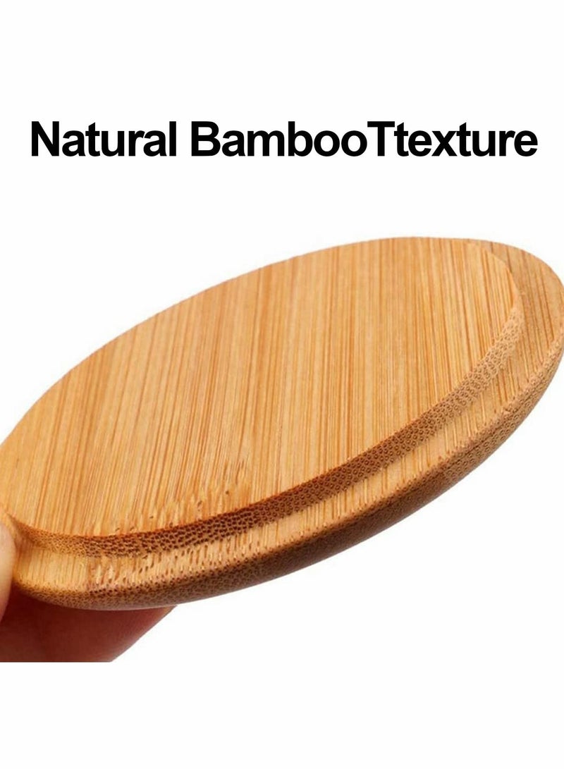 Excefore غطاء كوب من الخيزران، غطاء كوب خشبي، غطاء كوب شاي، غطاء كوب قهوة، مجموعة أغطية أكواب للشرب للمنزل والمكتب (4 قطع) - Image 5