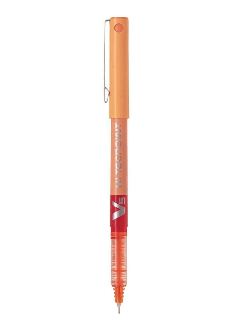 PILOT 4-Piece Hi-tecpoint V5 Fine Rollerball Pen Orange Ink - Image 2