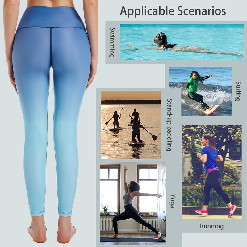 Ubestyle UPF 50+ High Waist Women's Swim Pants Swim Leggings Swimming Tights Long Swimwear Pants Sun Protective (UBT3001BLUEGRADIENTM) - Image 4