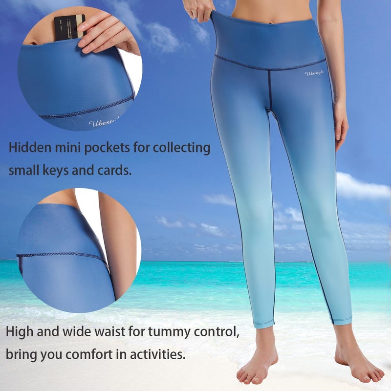 Ubestyle UPF 50+ High Waist Women's Swim Pants Swim Leggings Swimming Tights Long Swimwear Pants Sun Protective (UBT3001BLUEGRADIENTM) - Image 2