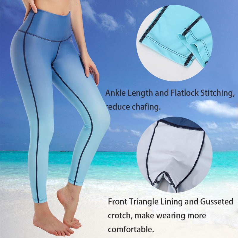 Ubestyle UPF 50+ High Waist Women's Swim Pants Swim Leggings Swimming Tights Long Swimwear Pants Sun Protective (UBT3001BLUEGRADIENTM) - Image 3