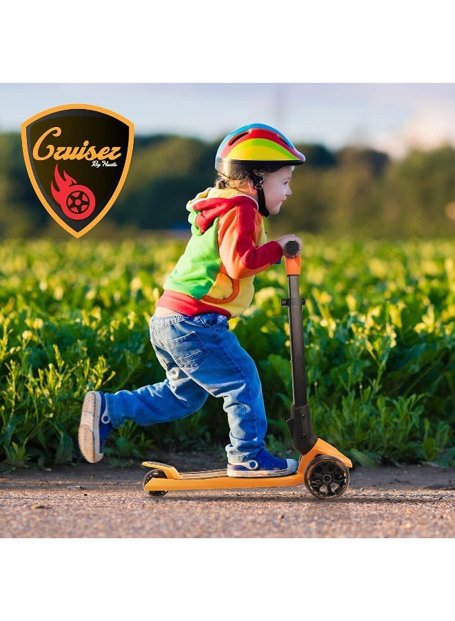 Hurtle 3 Wheeled Scooter for Kids - Foldable Stand Child Toddlers Toy Kick Scooters w/Built-in LED Wheel Lights, Anti-Slip Wide Deck, Adjustable Height, Great for Outdoor Fun - Image 1