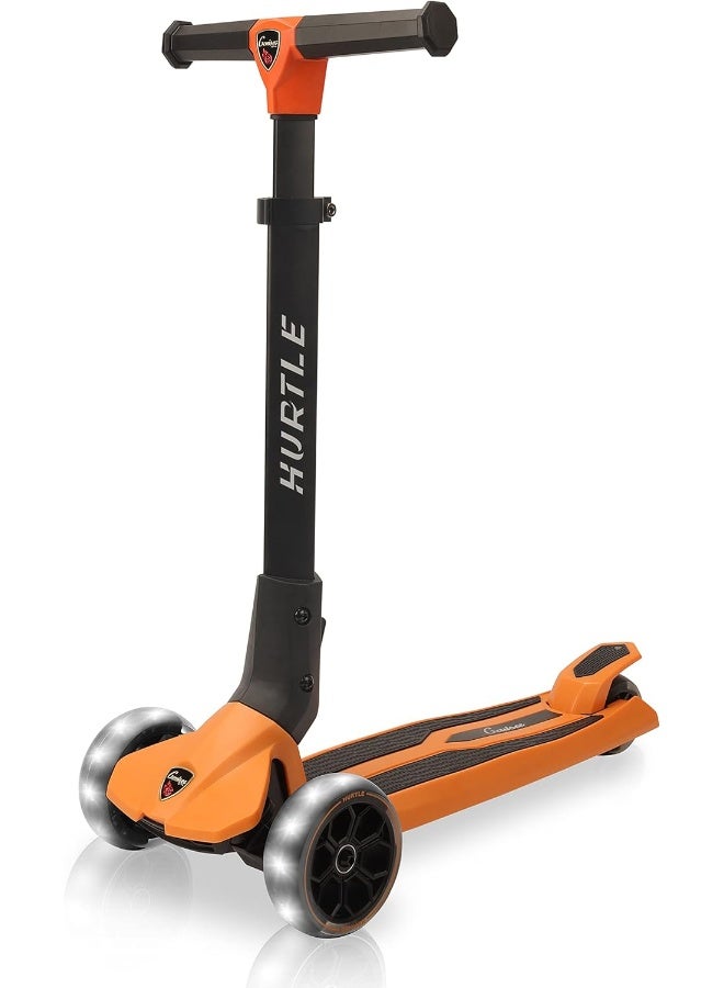 Hurtle 3 Wheeled Scooter for Kids - Foldable Stand Child Toddlers Toy Kick Scooters w/Built-in LED Wheel Lights, Anti-Slip Wide Deck, Adjustable Height, Great for Outdoor Fun - Image 2