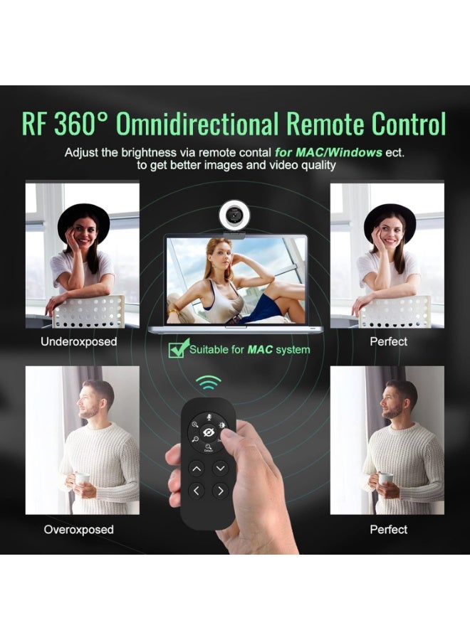 Angetube Streaming Webcam with Microphone: 1080P 60FPS USB Web Cam with Ring Light and Remote Control - HD Web Camera with 5X Digital Zoom Built in Privacy Cover,for PC|Computer|Laptop|Mac|Desktop - Image 3