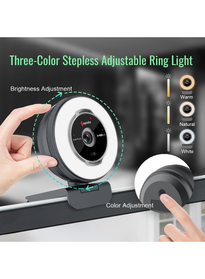 Angetube Streaming Webcam with Microphone: 1080P 60FPS USB Web Cam with Ring Light and Remote Control - HD Web Camera with 5X Digital Zoom Built in Privacy Cover,for PC|Computer|Laptop|Mac|Desktop - Image 5