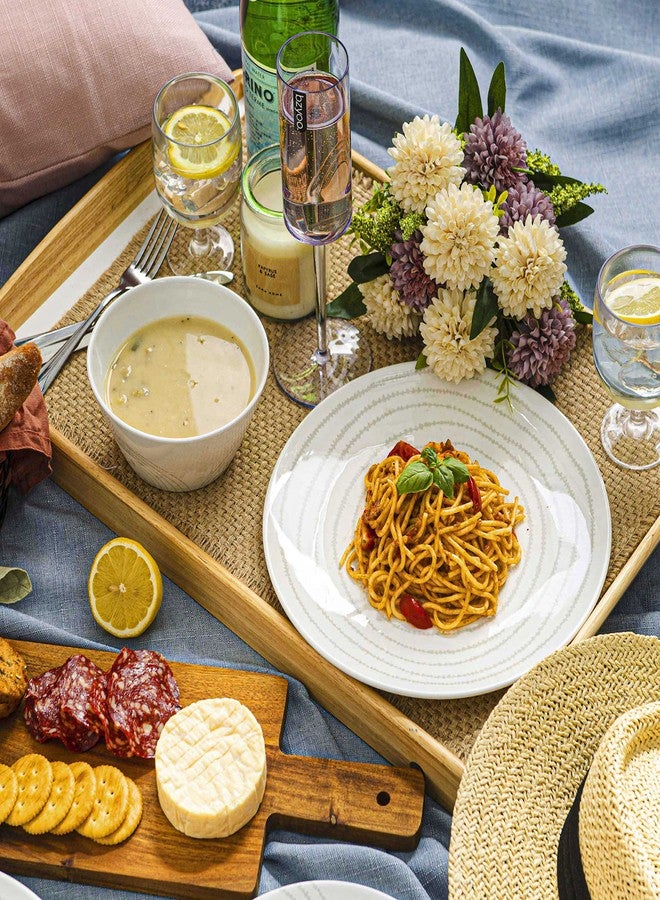 BZYOO BPA-Free Dishwasher Safe 100% Melamine Plastic Plate & Bowl Set Casual dining Indoor and Outdoor Dining Party (12 PCS Dinnerware set, Service for 4, white planet) - Image 5