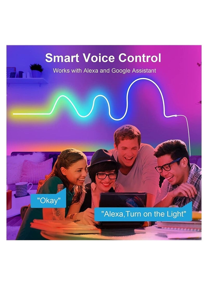 Y&D - Smart Neon Light Strip Wifi DIY 3m with APP Control and Music Sync Voice Activated Connection Alexa Google Suitable for Bedroom Living Room Game Decoration - Image 1