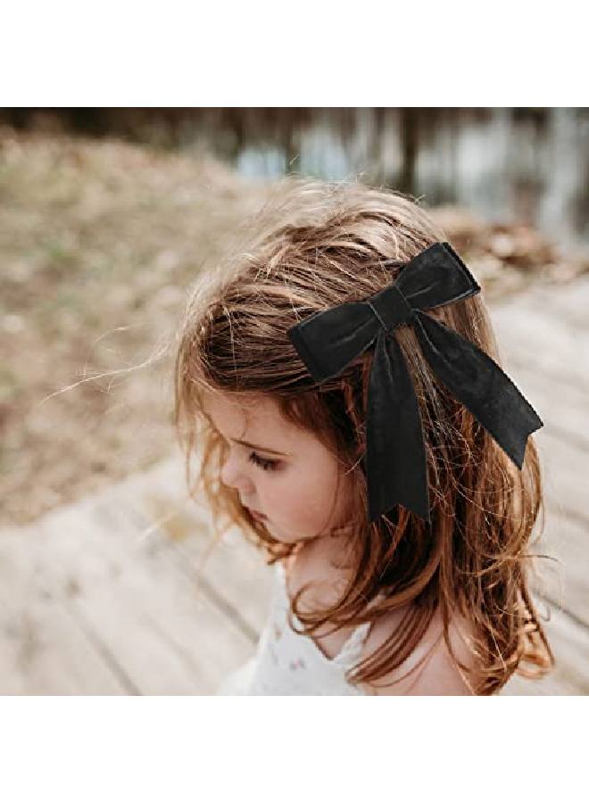 Aileam 2Pcs 5" Velvet Black Hair Bows Girls Hair Clips Ponytail Holder Accessories For Girls Toddlers - Image 4