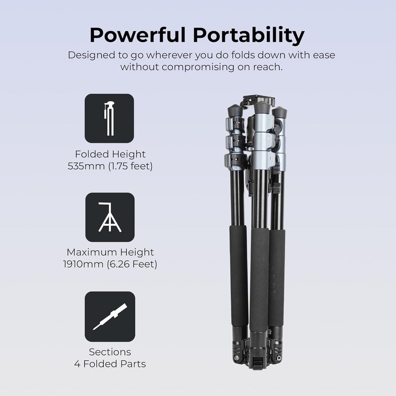 Digitek DTR 540 BH تصميم احترافي 2 في 1 - يعمل كحامل ثلاثي وحامل أحادي للتصوير الفوتوغرافي والفيديو المتنوع - Image 4