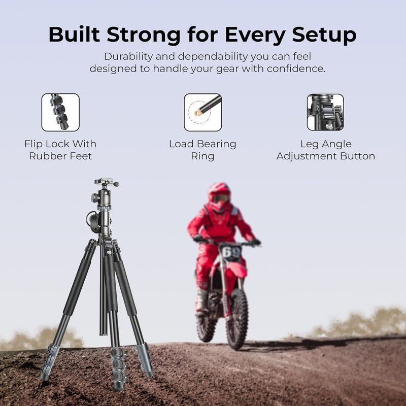 Digitek DTR 540 BH تصميم احترافي 2 في 1 - يعمل كحامل ثلاثي وحامل أحادي للتصوير الفوتوغرافي والفيديو المتنوع - Image 5