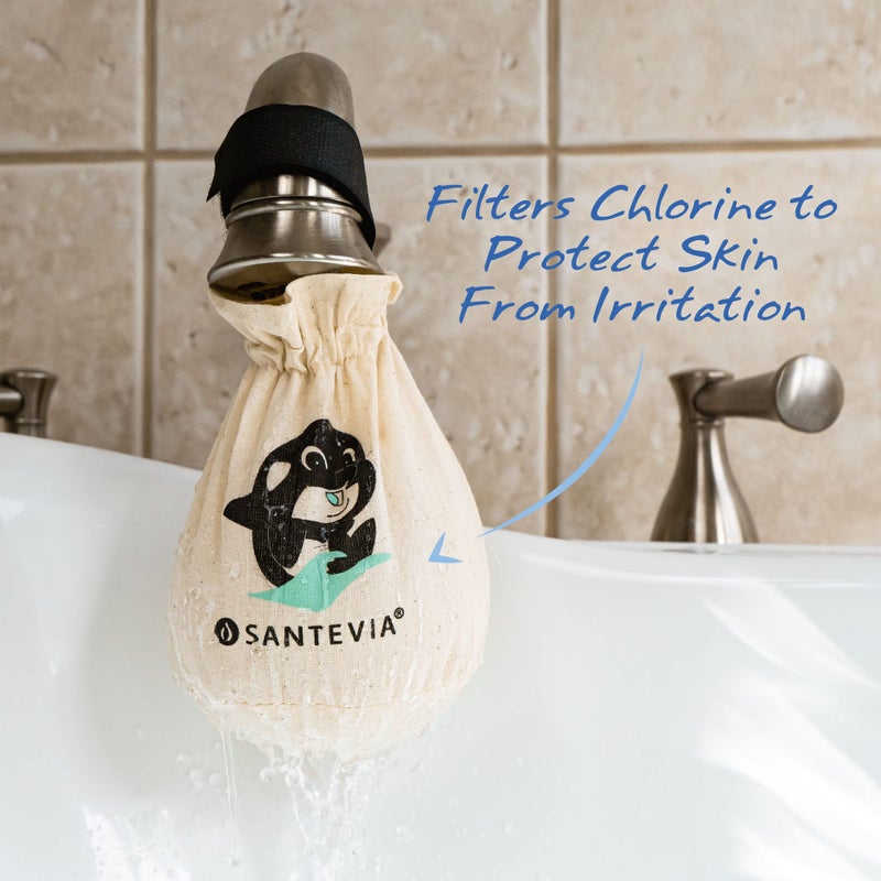 Santevia Organic Cotton Bath Faucet Filter by Santevia | Sensitive Skin Bathtub Water Purifier | Adds Nourishing Minerals for Hair & Skin | Chlorine Filter | Made in North America - Image 4