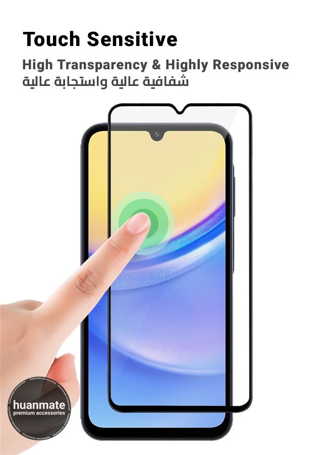 huanmate Samsung Galaxy A15 4G Screen Protector – Premium Edge to Edge Tempered Glass, High Transparency, Delicate Touch, Anti-Explosion, Smooth Arc Edges, Easy Installation - Image 3
