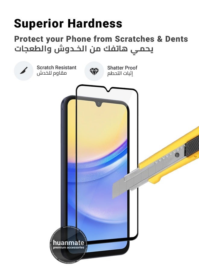 huanmate Samsung Galaxy A15 4G Screen Protector – Premium Edge to Edge Tempered Glass, High Transparency, Delicate Touch, Anti-Explosion, Smooth Arc Edges, Easy Installation - Image 4