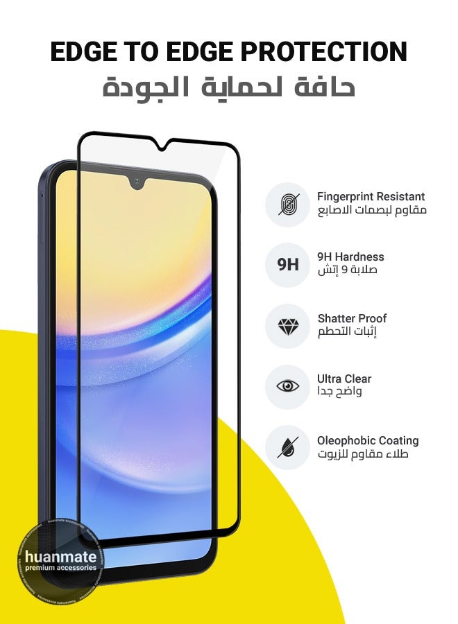 huanmate Samsung Galaxy A15 4G Screen Protector – Premium Edge to Edge Tempered Glass, High Transparency, Delicate Touch, Anti-Explosion, Smooth Arc Edges, Easy Installation - Image 2