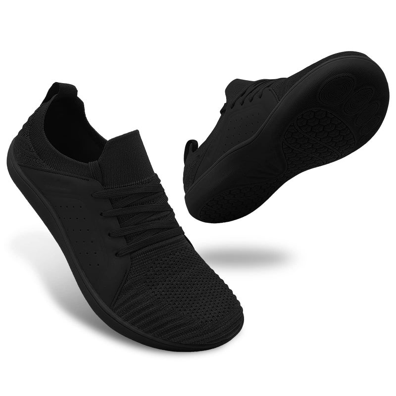 relxfeet أحذية ريلكسفيت للرجال بدون كعب أحذية تدريب متقاطع خفيفة الوزن للمشي ذات أصابع واسعة نعل مسطح أحذية جري على الطرق السوداء 10.5 - Image 1