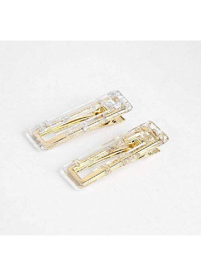 Suoirblss 4Cs Women Ladies Sweet Duckbill Clamps Hair Clips Acrylic Resin Hair Barrettes Fashion Geometric Alligator Hair Pins Hair Accessories (A)  - Image 5