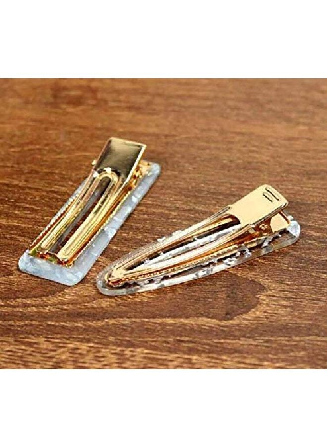 Suoirblss 4Cs Women Ladies Sweet Duckbill Clamps Hair Clips Acrylic Resin Hair Barrettes Fashion Geometric Alligator Hair Pins Hair Accessories (A)  - Image 4