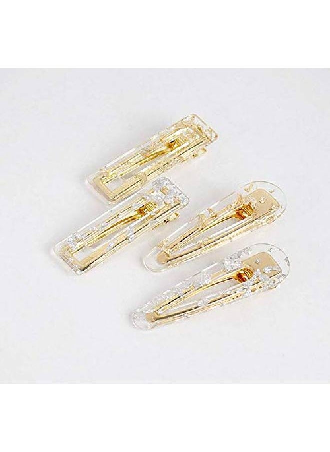 Suoirblss 4Cs Women Ladies Sweet Duckbill Clamps Hair Clips Acrylic Resin Hair Barrettes Fashion Geometric Alligator Hair Pins Hair Accessories (A)  - Image 3