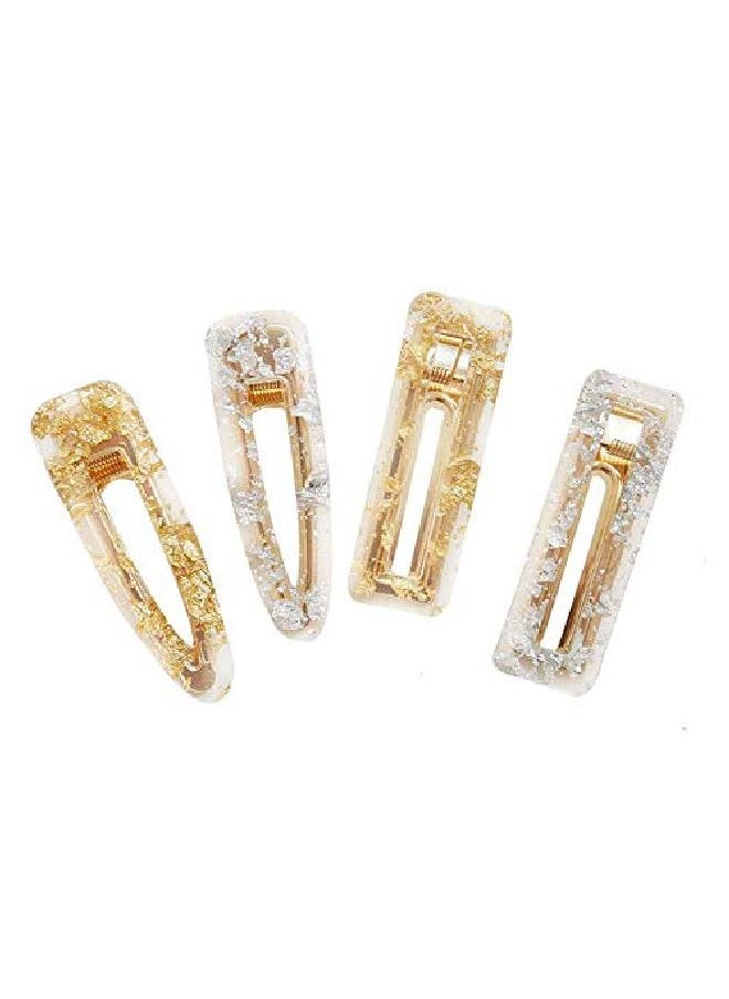 Suoirblss 4Cs Women Ladies Sweet Duckbill Clamps Hair Clips Acrylic Resin Hair Barrettes Fashion Geometric Alligator Hair Pins Hair Accessories (A)  - Image 2