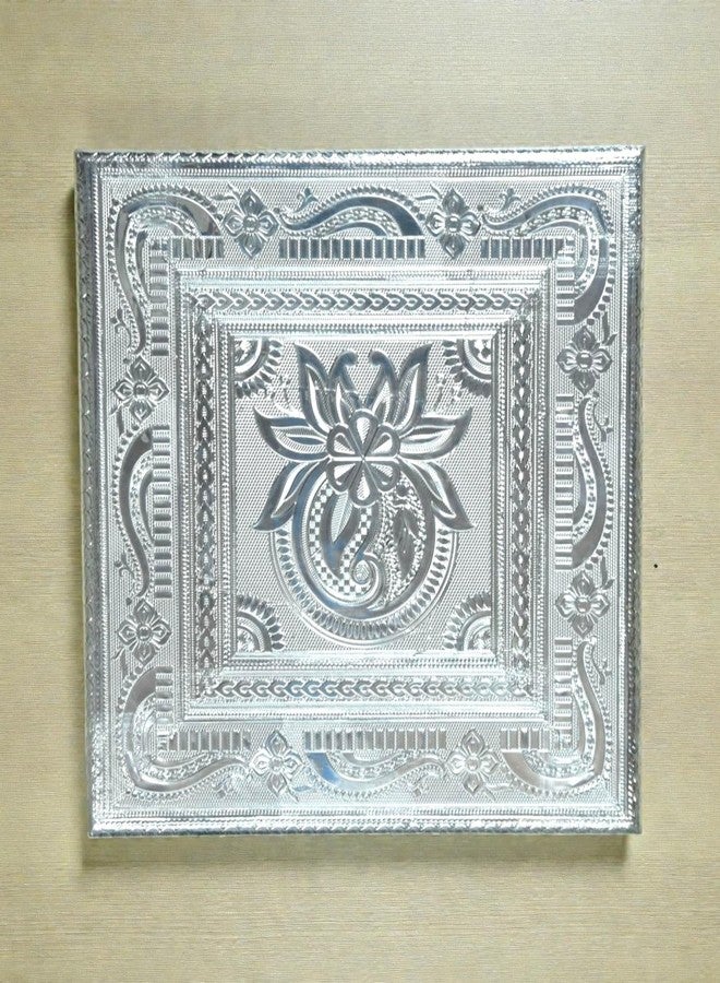 Sigaram 10x10 Inch Silver Plated Wooden Bajot Bush Chowki/Patla for Home Pooja Decor K4933 - Image 3