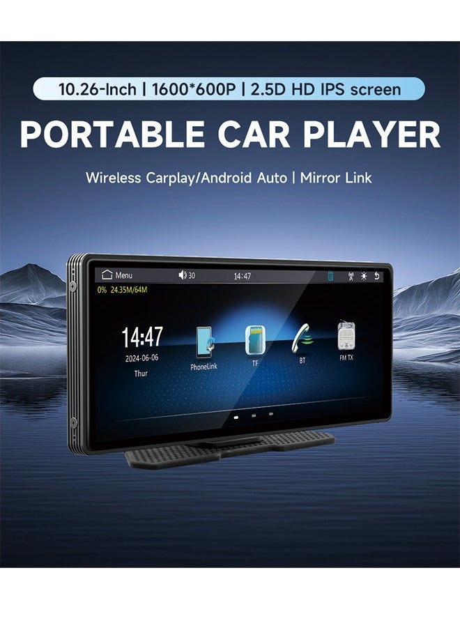 Generic - 10.26-Inch CarPlay Smart Screen Portable MP5 Player， 2.5D HD IPS touch screen without reversing camera - Image 1