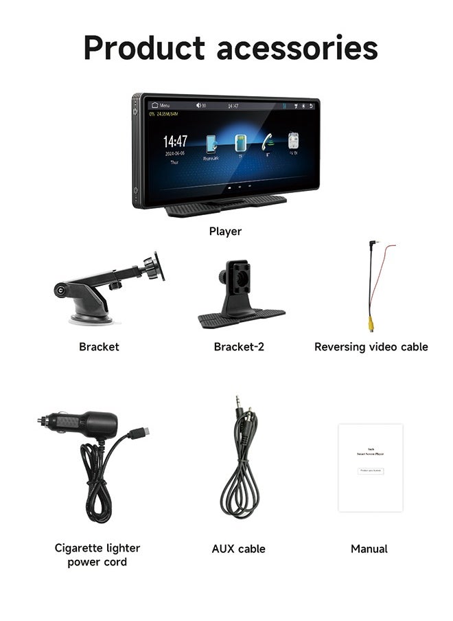 Generic - 10.26-Inch CarPlay Smart Screen Portable MP5 Player， 2.5D HD IPS touch screen without reversing camera - Image 1