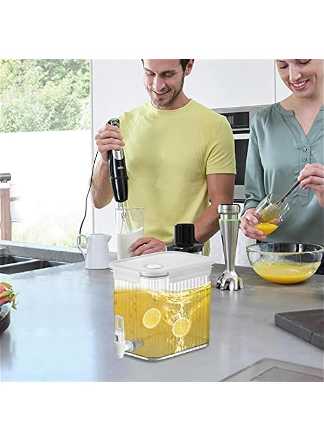 خزانة مشروبات بسعة 0.92 جالون للثلاجة، موزع مشروبات بسعة 3.5 لتر مع غطاء، موزع مياه للثلاجة، حاويات للحليب والشاي والعصير مع أغطية للثلاجة، إبريق لتخزين الماء في الثلاجة. - Image 4