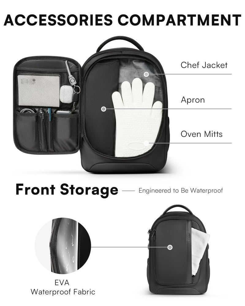 AUROTIER Chef Knife Backpack with Waterproof Pocket, 30+ Pockets for Knives and Tools, Knife Bags for Chefs Professional Culinary Apprentice Private Chefs, Pocket for Tablet Laptop (Knife Not Included) - Image 4