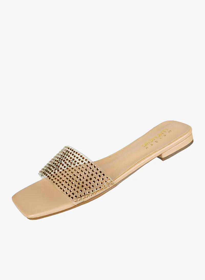 Michelle Morgan Gold 092-2687 Michelle Morgan Ladies Sliders 213RJ361 Gold for Women | Best Price UAE