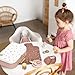 SPEEDY MONKEY My First Doll Set for Kids Pretend Play FSC Wooden Toddler Toy Rabbit Baby Doll Playset with Feeding Accessories Bib Diaper Pad Role Play Gift Set for Girls Boys Ages 3 - Image 4