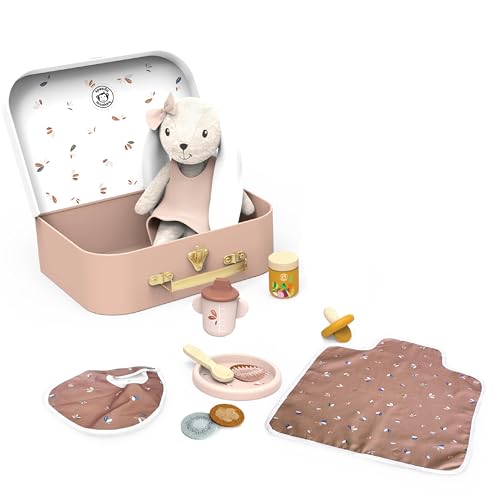 SPEEDY MONKEY My First Doll Set for Kids Pretend Play FSC Wooden Toddler Toy Rabbit Baby Doll Playset with Feeding Accessories Bib Diaper Pad Role Play Gift Set for Girls Boys Ages 3 - Image 1