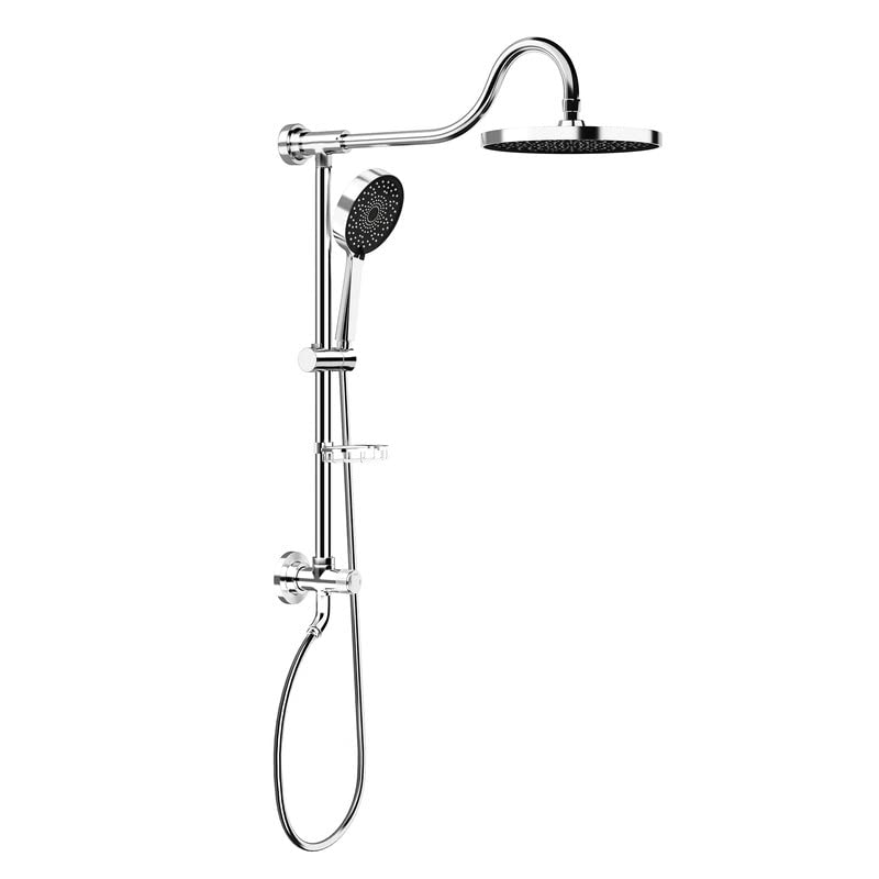 Tearel 9 Inches Rainfall Shower Head and Handheld Showerhead Combo Shower System with Slide Bar Chrome