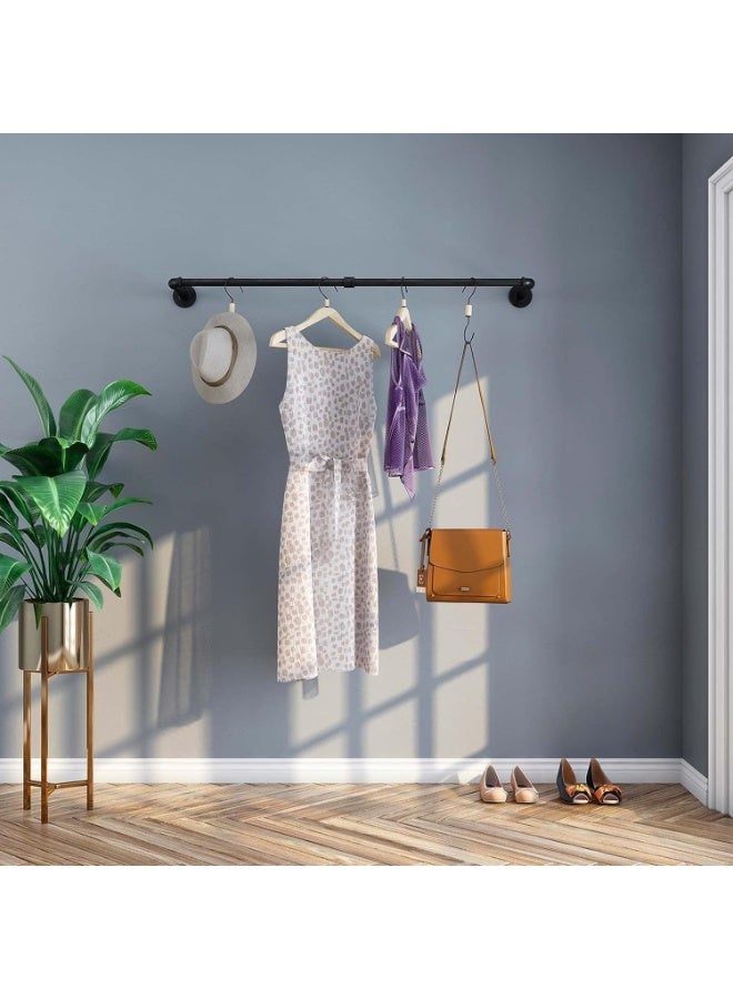 تراسل حاملة ملابس، رف ملابس مثبت على الحائط من الأنابيب الصناعية، قضيب تعليق الملابس الموفر للمساحة والمعلق للملابس للخدمة الشاقة القابلة للفصل، قضيب تعليق متعدد الأغراض لخزانة الملابس 2 قاعدة - Image 2