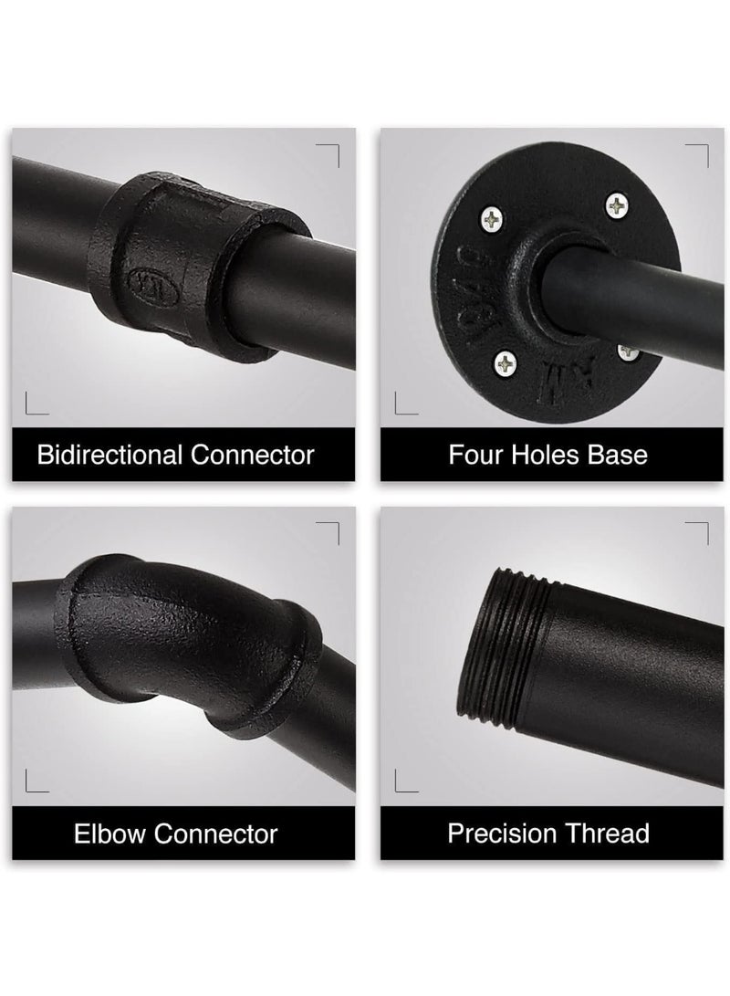 تراسل حاملة ملابس، رف ملابس مثبت على الحائط من الأنابيب الصناعية، قضيب تعليق الملابس الموفر للمساحة والمعلق للملابس للخدمة الشاقة القابلة للفصل، قضيب تعليق متعدد الأغراض لخزانة الملابس 2 قاعدة - Image 5