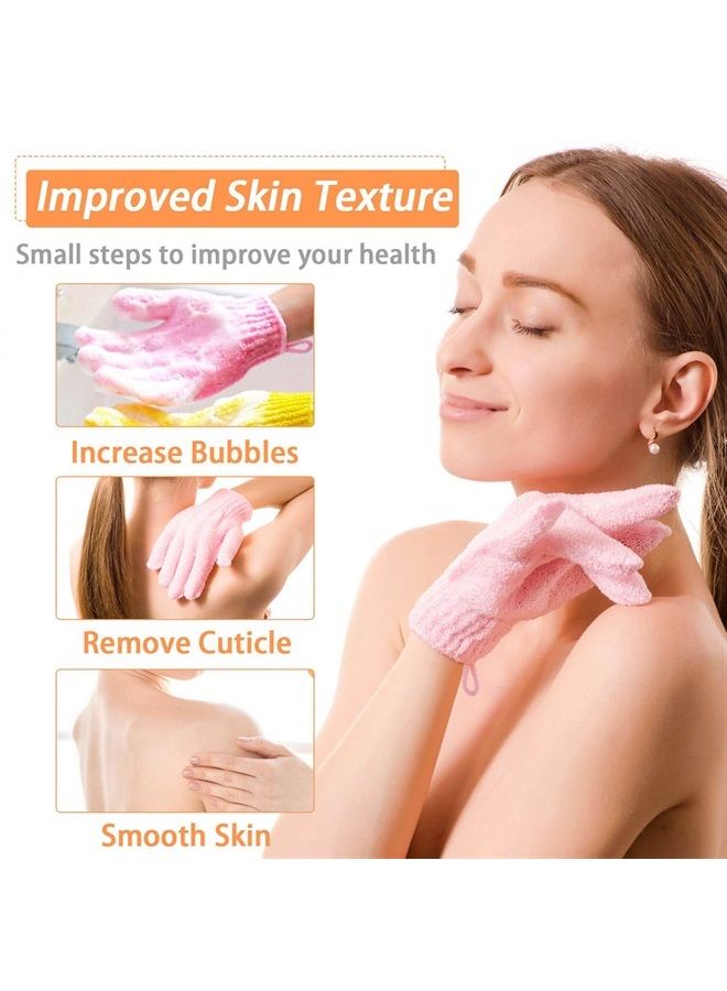 anezus Exfoliating Gloves, 6 Pairs Shower Scrub Gloves Bath Loofah Glove Exfoliating for Women to Remove Dead Skin for Body Exfoliate (6 Colors)  - Image 2