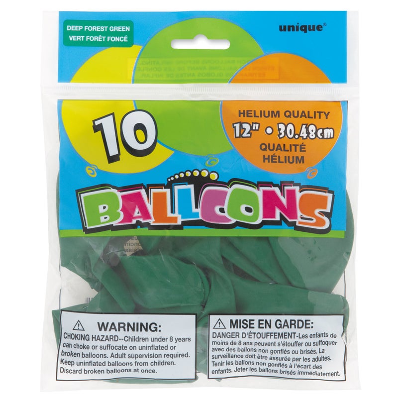 Unique Forest Green Latex Balloons, 12" (10-Pack) - Premium-Quality & Vibrant Party Decorations, Perfect for Any Celebration - Image 2
