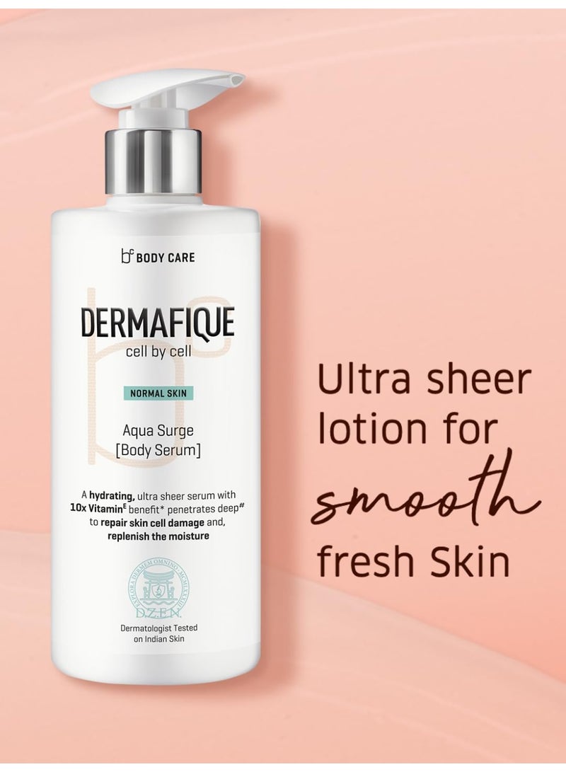 Dermafique Aqua Surge Body Lotion for Winters – 300ml | Protects Against UV Action | 10x Vitamin E Benefits, Glycerine, Shea Butter| Repairs Skin Cell Damage | Dermatologist Tested on Indian Skin - Image 3