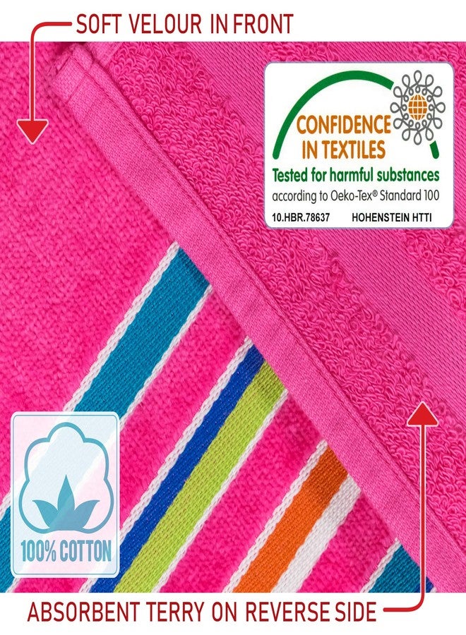 Softerry Large Beach Towel Extra Soft 36 x 70 inch Hotel Pool, Resort and SPA Style 100% Cotton Solid Colors with Striped Border (Pink-Orange-Turquoise-Cobalt, 4 Pack) - Image 3