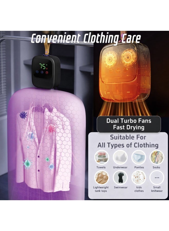 Portable Clothes Dryer 450W Electric Drying Machine with Sterilization and Mite Removal, Compact Travel Dryer with Timer and Adjustable Temperature (110-220V), BK-888 - Image 4