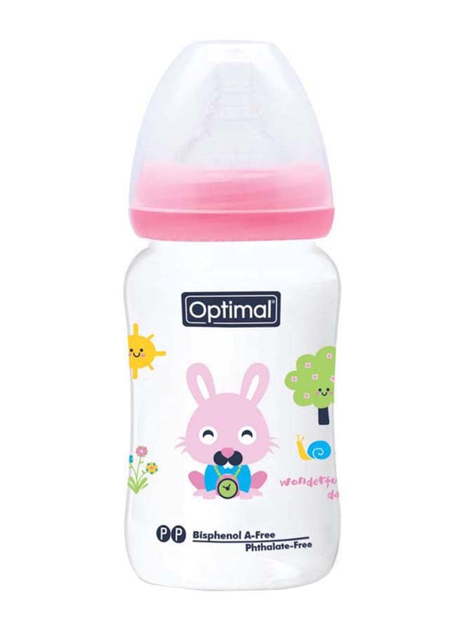 Optimal زجاجة رضاعة ذات عنق عريض 240 مل، وردي - Image 1