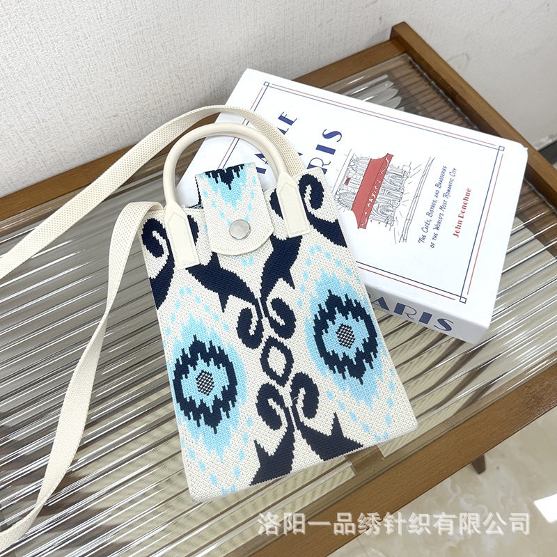 Xinjiang Ethnic Style Ediris Pattern Cloth Bag Handbag Knitted Bag Hand-Carrying Cultural And Creative Souvenir Crossbody Bag - Image 5