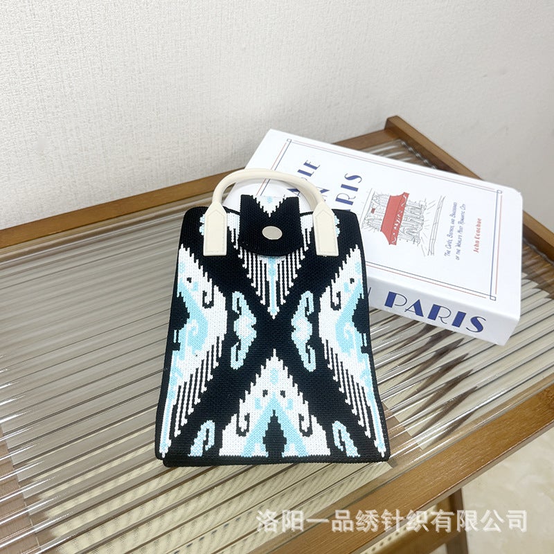 Xinjiang Ethnic Style Ediris Pattern Cloth Bag Handbag Knitted Bag Hand-Carrying Cultural And Creative Souvenir Crossbody Bag - Image 1