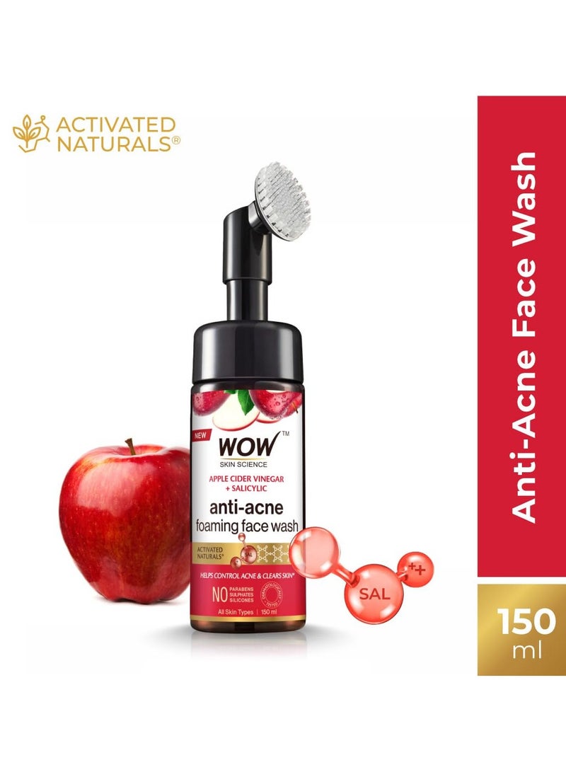 WOW Skin Science Apple Cider Vinegar Foaming Face Wash - No Parabens, Sulphate & Silicones (with built-in brush) - Image 3